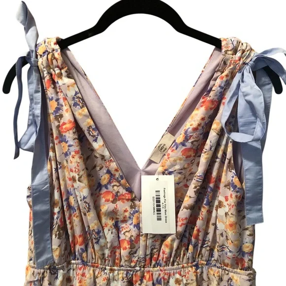 Entro Multicolor Floral Maxi Dress taupe backdrop with spring colors very pretty - Picture 3 of 4